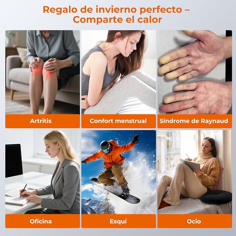 Aquecedores de mãos magnéticos recarregáveis 2 em 1 - 6000mAh, 3 níveis de aquecimento 45/50/55°C, USB-C, Aquecimento 3s, para exterior e frio, oferta para mulheres, preto