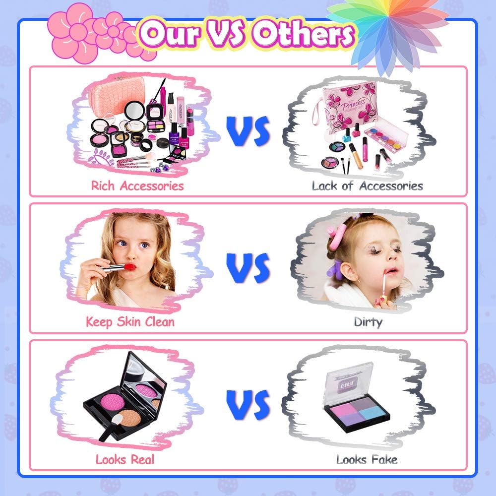 Anneweidinger Com Cadeau De Noel Anniversaire Princesse Jouet Fille 3 4 5 6 7 8 Ans Pas De Vrai Maquillage 24pcs Kit De Maquillage Semblant Avec Jolie Boite Yorkoo Coffret Maquillage Enfant Fille