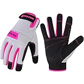 DULFINE Work Gloves for Women,Flexible Breathable Fit-Padded Knuckles & Palm,Touch Screen,Ideal for Gardening Yardwork Warehouse