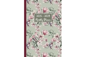 2025-2029 Monthly Planner 5 years: 5.5x8.5" Size - From January 2025 to December 2029 - Birds and Flower Cover.
