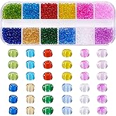 Beadthoven 12 Colors 3mm Glass Seed Beads for Jewelry Making 8/0 Round Craft Beads Transparent Small Pony Loose Beads Spacers for DIY Crafts Bracelet Necklace Earring Beading Supplies Hole 0.9-1mm