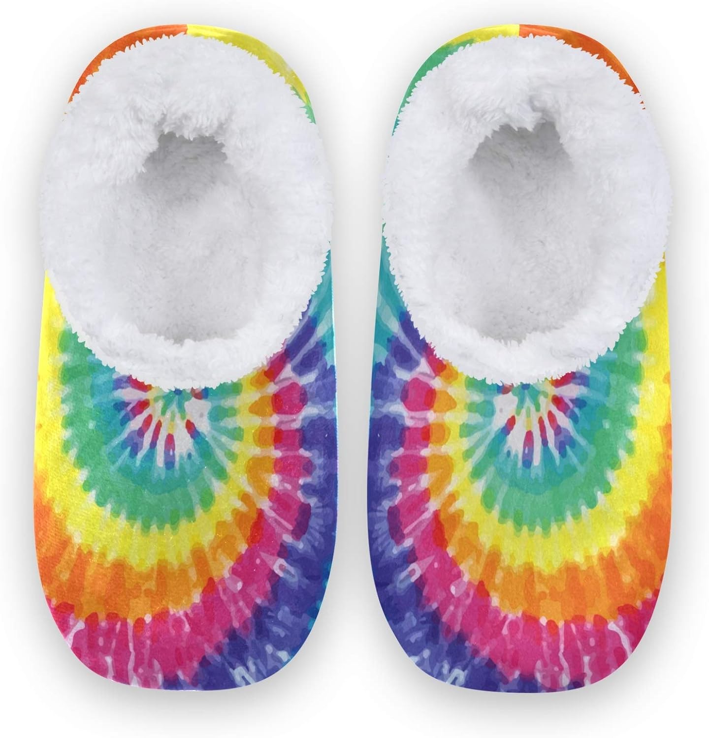 linomo Abstract Swirl Tie Dye Rainbow Slippers for Women, Womens House