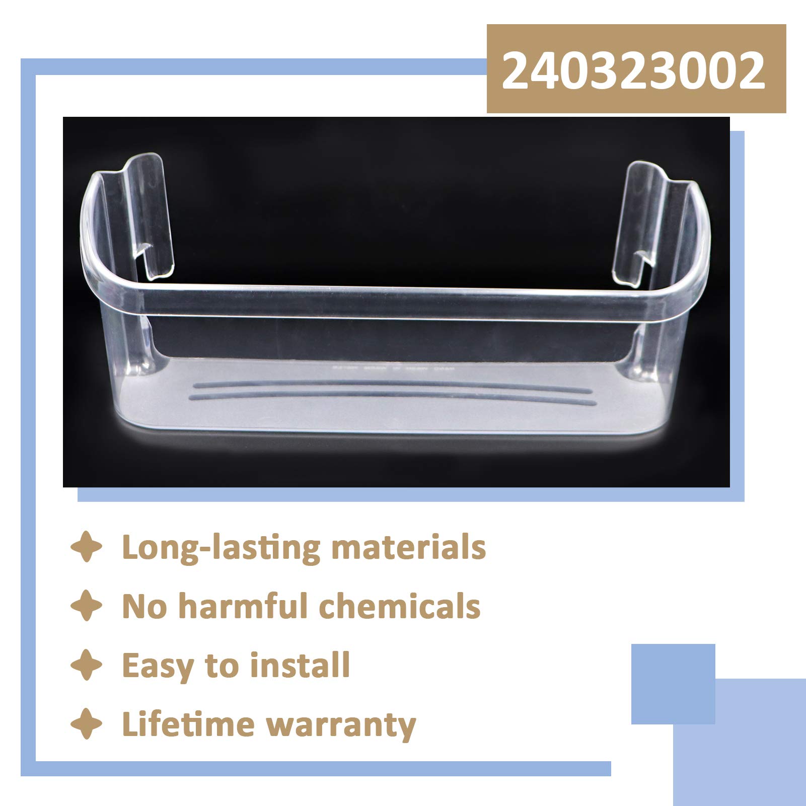 240323002 Refrigerator Door Bin Shelf Compatible with Frigidaire or Electrolux, Bottom 2 Shelves on Refrigerator Side, Single Unit, Clear, Replaces PS429725, AP2115742, AH429725?