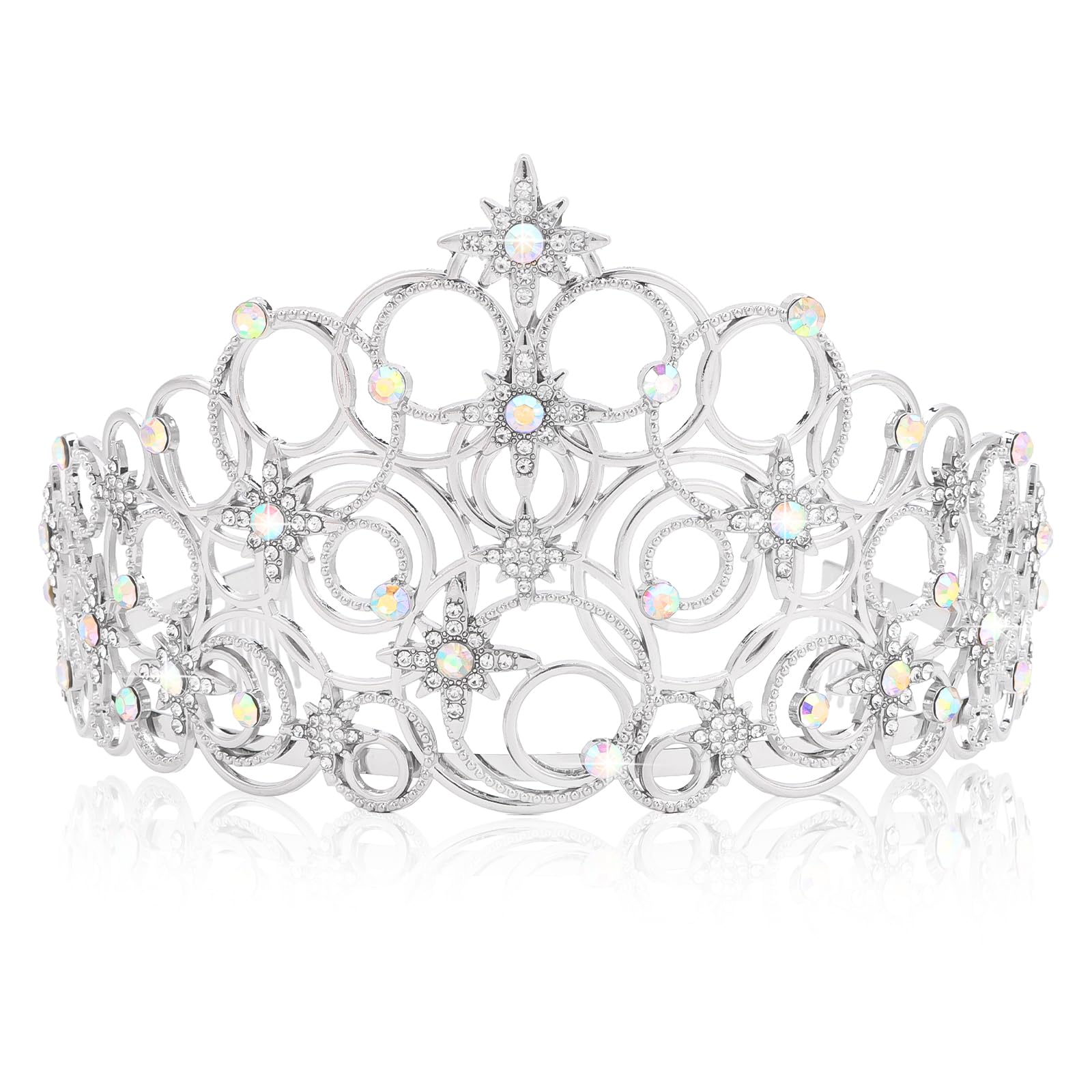 Photo 1 of (Tall) Princess Tiara for Adults Silver Crown Spiky Star Bubbl Movie-Themed Headband for Witch Birthdays Halloween Gatherings