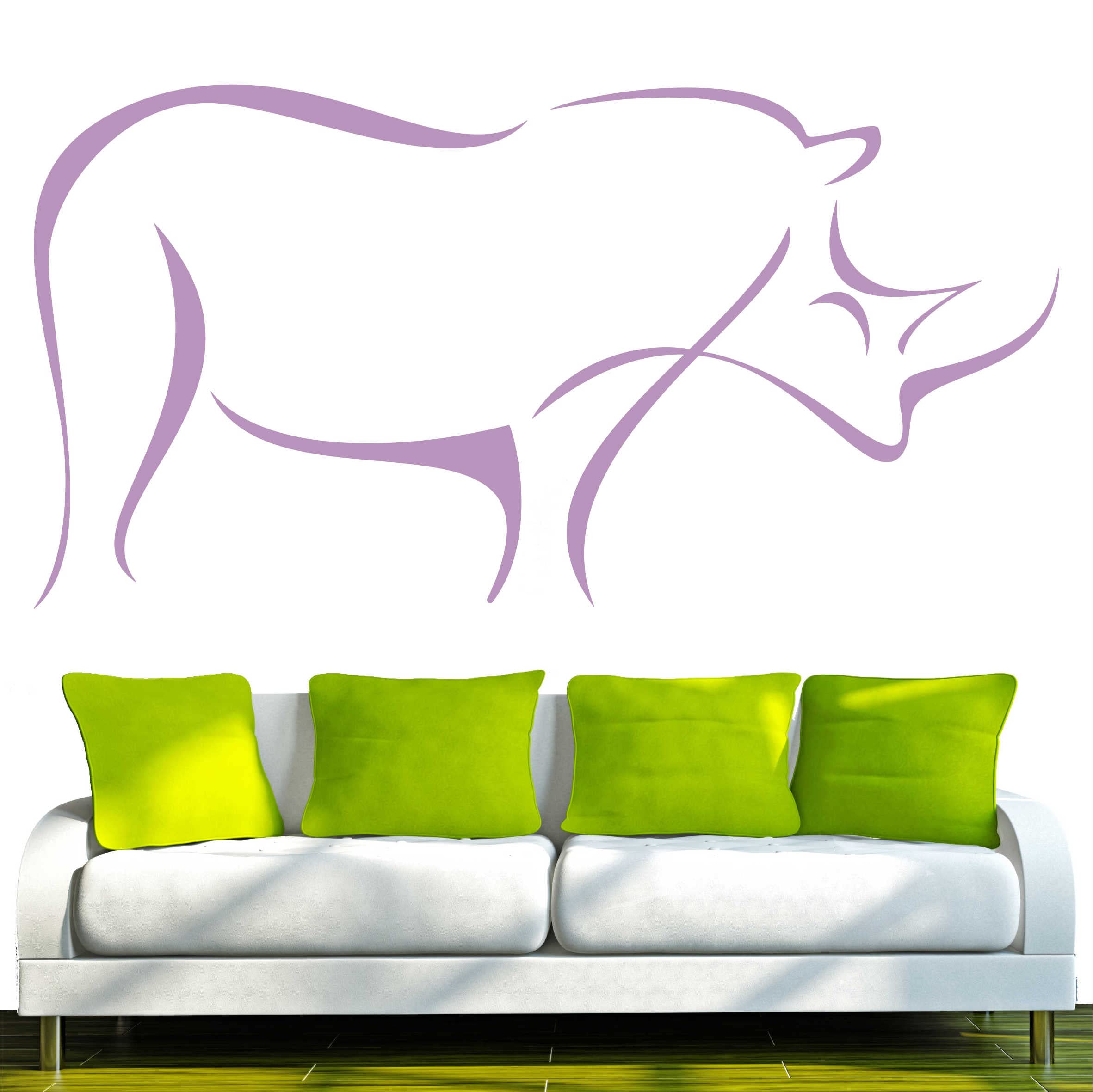 INDIGOS Wall Sticker d272 Beautiful African Rhino Tribal 120 x 61 cm Lilac Vinyl 120 x 61 x 1 cm