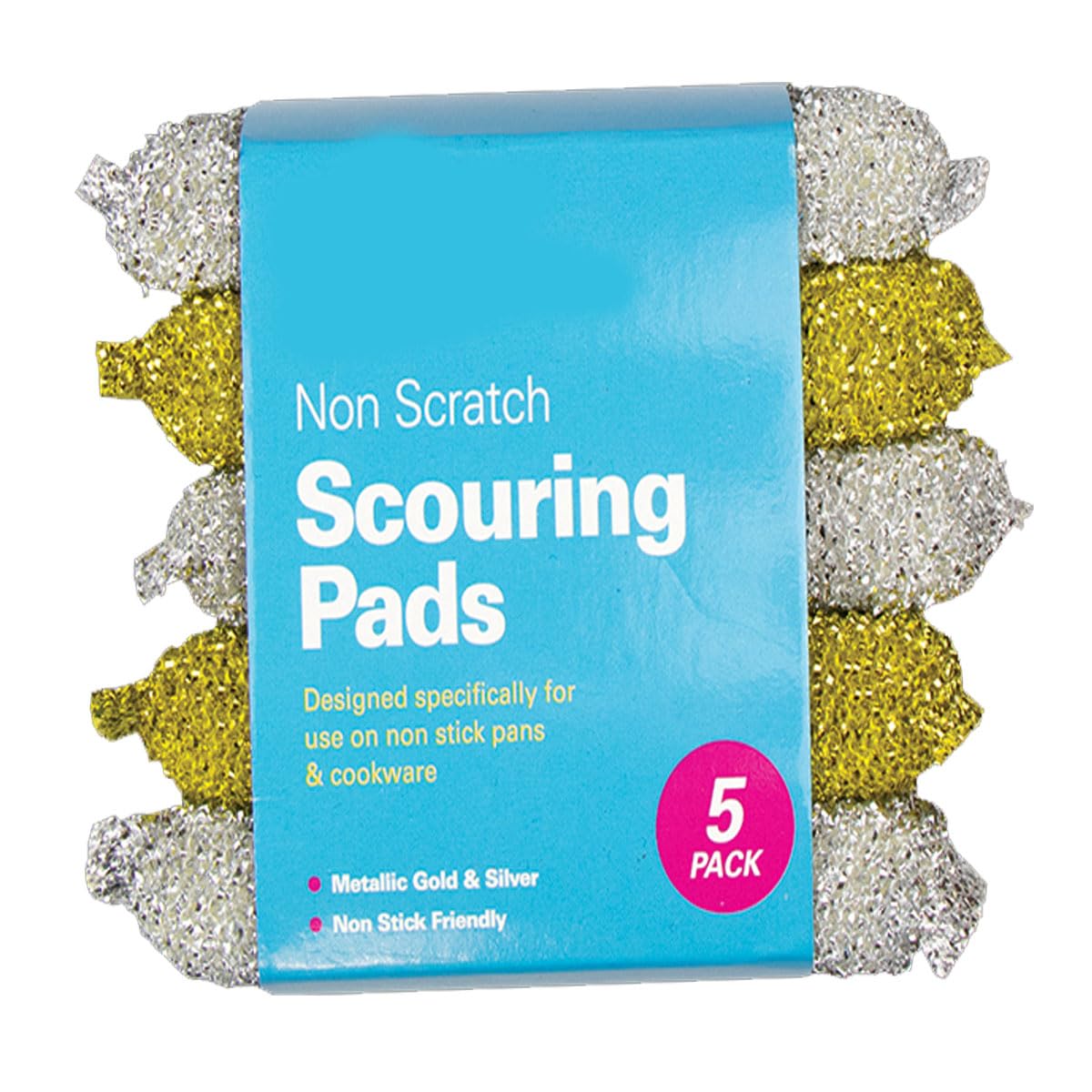 Zale Yardley Non-Scratch Stainless Steel Scouring Pad - 5pk Multi-Color Scrubbing Sponges for Easy Grip Cleaning