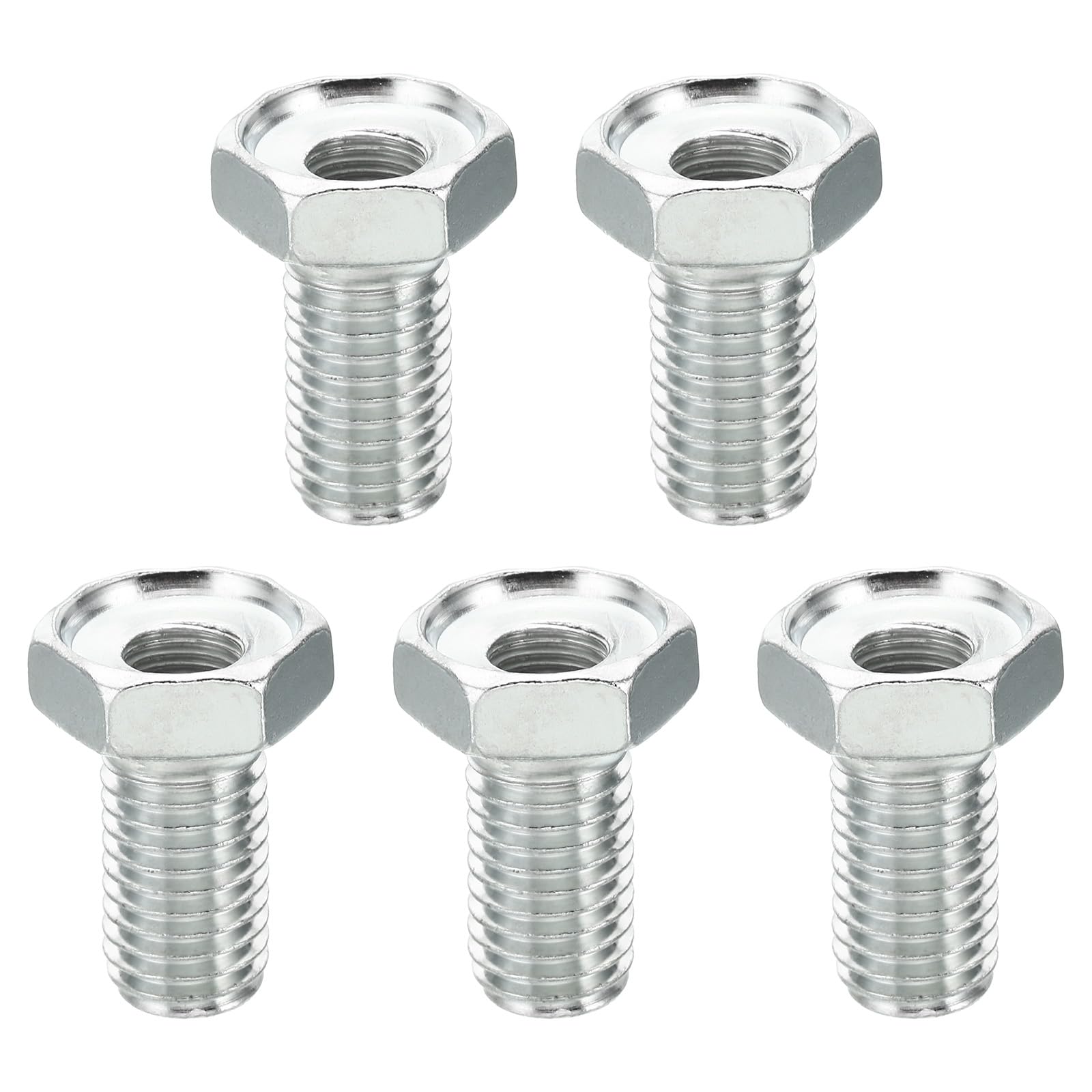 PATIKIL M14x2 to M10x1 Hex Thread Reducing Connector, 5 Pack Hollow Bolt Reducing Nut Screw Sleeve Through Hole Fasteners Adapter Reducer Hardware, 32mm