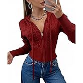 Truwelby Women's Zip Up Hoodie Cable Knit Sweater Crop Cardigan Sweater 2026 Spring Long Sleeve Y2k Jacket