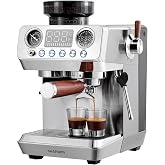 SHARDOR 20 Bar Espresso Machine with Built-In Grinder, Stainless Steel | 45 Settings, Steam Wand, PID Temperature Control, 194-204&deg;F, Cold&amp;Hot Brew Mode, Cappuccino &amp; Latte&amp; Americano, 60.9 oz Tank