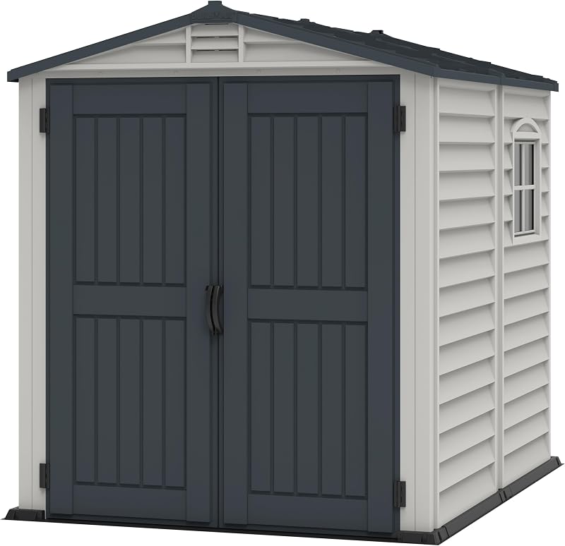 Duramax StoreMate PLUS 6x6 Plastic Garden Shed with Heavy-Duty Floor Dark Grey