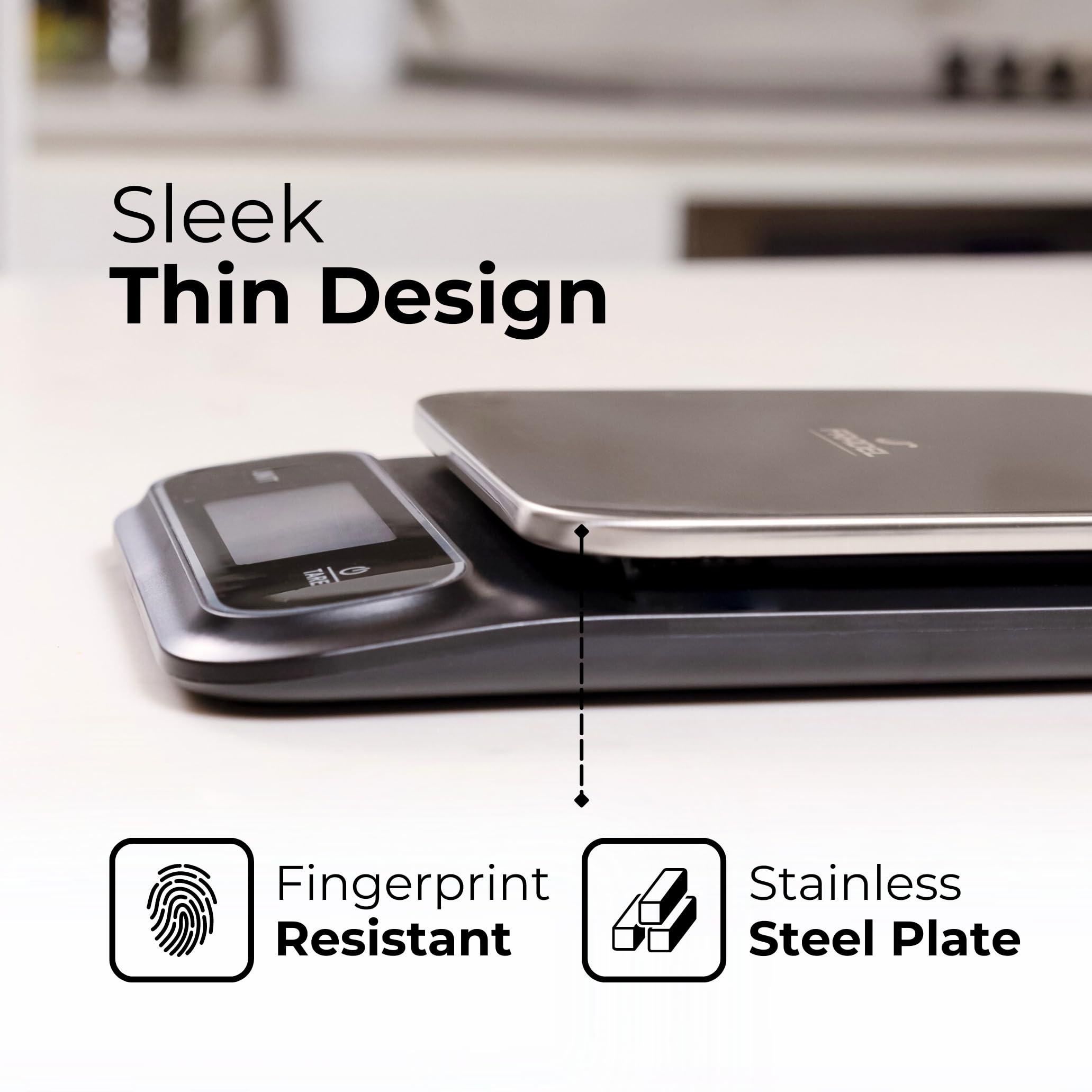 Fradel 0.1g Digital Kitchen Food Scale in Grams & Ounces - 11lb, for Cooking, Baking, Weight Loss - Square