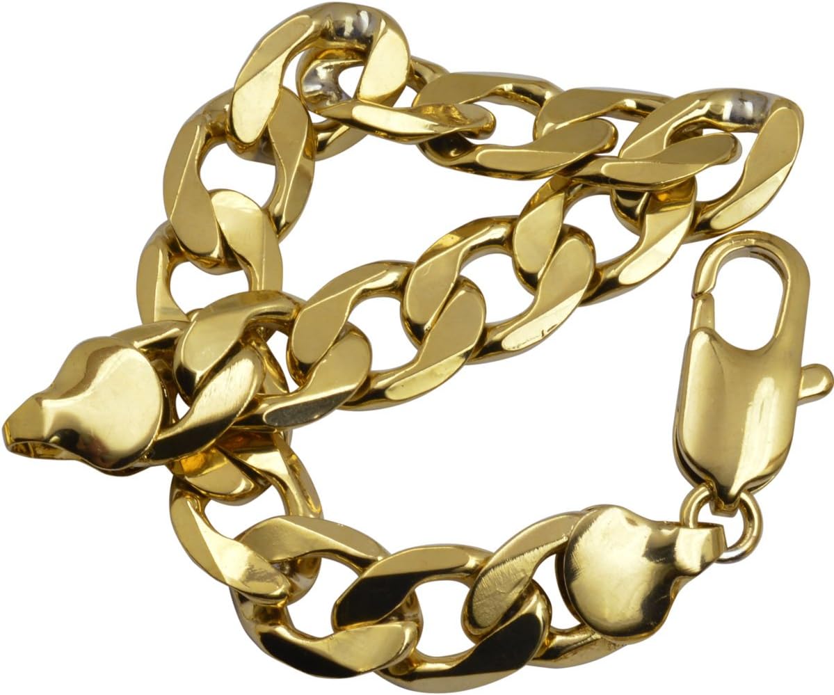 18ct Yellow Gold Filled Rings Curb Chain Mens Solid Bracelet Bangle Jewelry B149