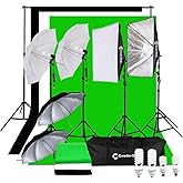 CanadianStudio Photography Studio 1400 watt Continuous Lighting Umbrella softbox Light Black/White/green High Key Muslin Back