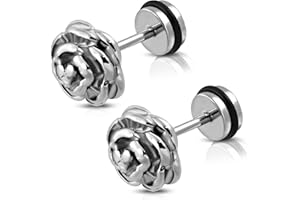 Comfort Zone Studios Stainless Steel Rose Flower Floral Faux Fake Cheater Ear Plugs Gauge, Pair