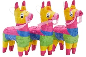 Juvale Mini Pinata Donkey 3 Pack - 4 x 7.5 x 2 in - Multi-Color Paper - Mini Pinatas Mexican Party Favors & Decorations