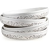 YHOSSEUN Pasta Bowls Set of 4, 50 OZ Large Salad Serving Bowls, 9.75" Pasta Plates Shallow Bowls Set, Microwave Dishwasher Safe, Antique Morning Glory