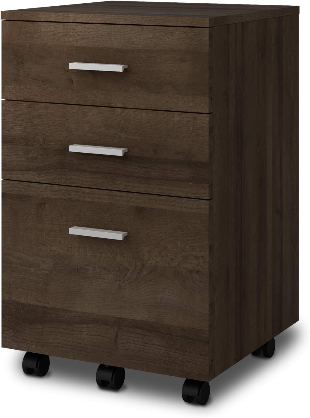 Devaise Mobile Wood Filing Cabinet With 3 Drawer For A4 Size Dark Oak Amazon Co Uk Kitchen Home
