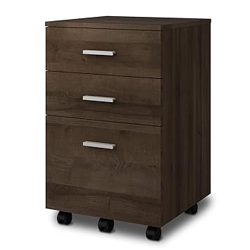 Devaise Mobile Wood Filing Cabinet With 3 Drawer For A4 Size Dark
