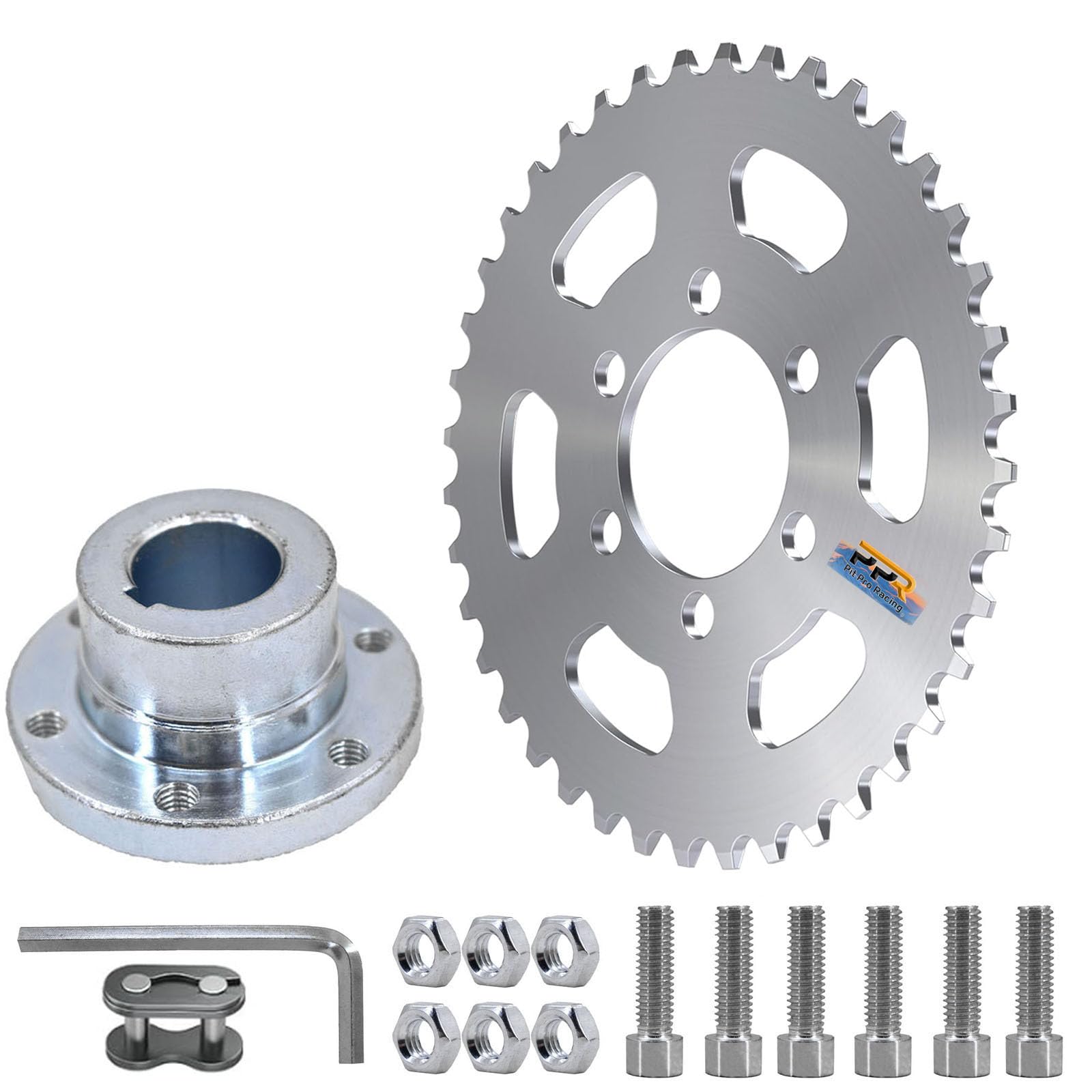 Photo 1 of #35 Sprocket 40 Tooth with Hub Adapter Replacement for CT100U CC100X CK100 Go Kart Mini Bike MBX10 MBX11 70-100cc Pit Dirt Bike Parts (Silver)