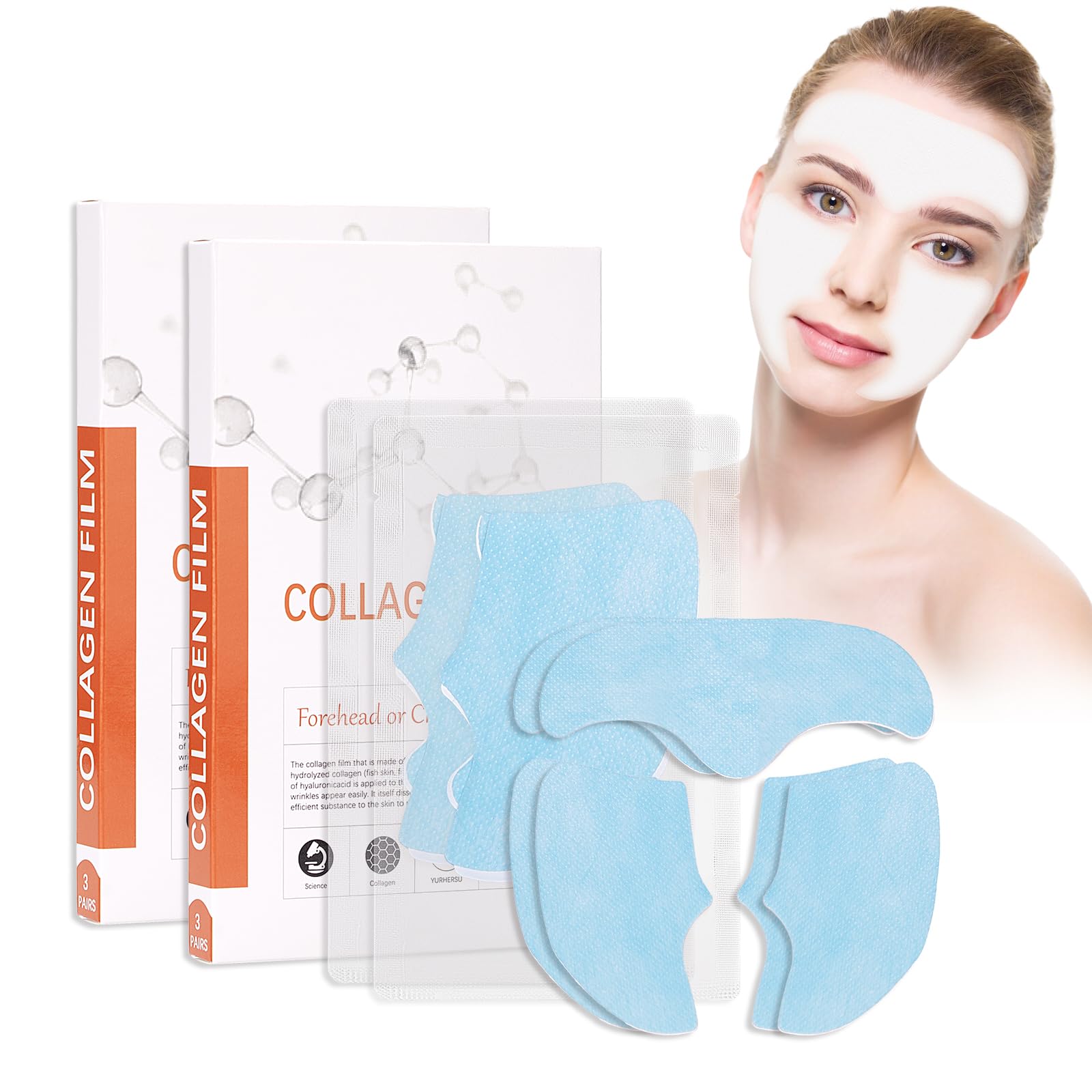 Pure Collagen Films, Collagen Mask, Highprime Collagen Film Face Mask, Korean Skincare, Face Lift Mask, Soluble Protein Mask for Skin Tightening, Promote Essence Absorption (2 Box)