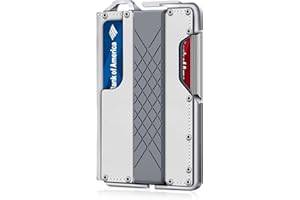 MURADIN Tactical Minimalist Wallet for Men, Slim RFID-Blocking Metal Card Holder, Front Pocket Men’s Leather Dapper Bifold Wallet with Money Clip