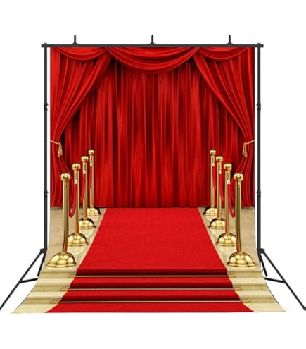 Roter Goldener Glitzer-Hintergrund – 3x2,1 M, Vinyl, Für Weihnachtsfotos, Hollywood-Partys & Shootings