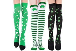 SIZGAROOT St Patricks Day Socks for Women Irish Thigh Knee High Shamrock Socks