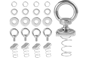 MOROINRIZ Strut Channel Nut and Eye Bolt Set - Heavy Duty Stainless Steel Eye Bolts M8, M10 | Zinc Plated Spring Nuts, Long Spring for Unistrut, M10, Pack of 4