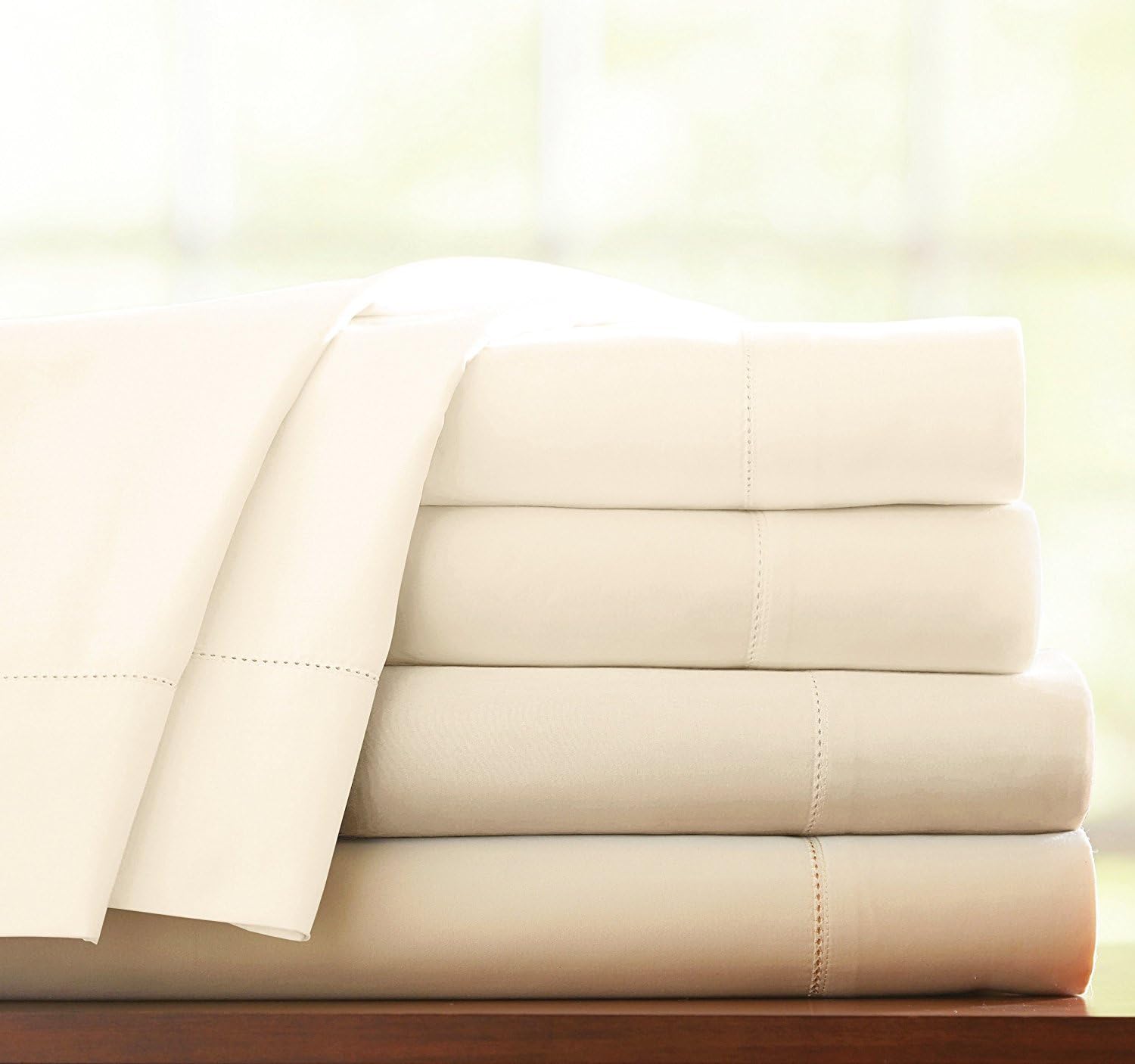 Jasmin Elinor 100% EGYPTIAN COTTON 400 THREAD COUNT HOTEL QUALITY EXTRA DEEP 16" FITTED SHEET (Small Double, Cream)