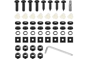 XHJZGCTECH 50pcs Black Anti Theft License Plate Screws Kit, Stainless Steel Car License Plate Mounting Hardware for Fastening Securing License Plates Frames Covers Front Rear Frame，License Plate Screw Kit,