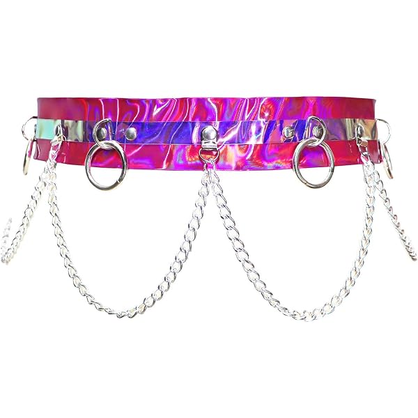 Amazon.com: RARITYUS Women Rave Hologram Waist Belt Body  display picture 3