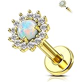 Agrewd Colorful Tragus Jewelry 16G Vintage Helix Cartilage Earrings Stud Internally Thread Labret Stud Surgical Steel