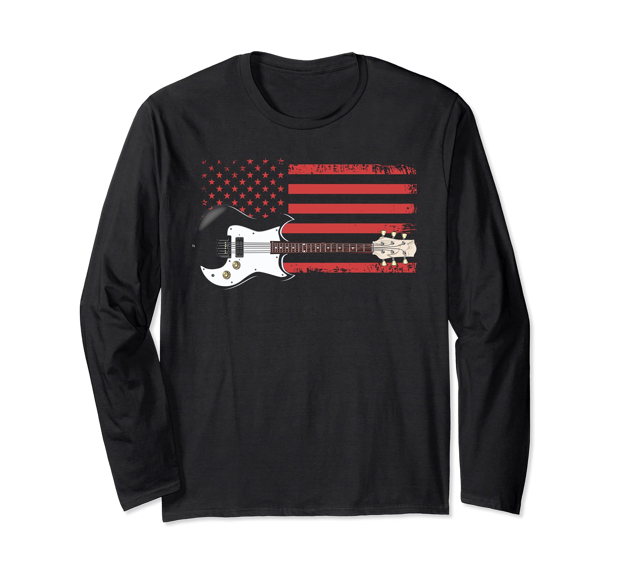 US Flag Proud Guitarist Musical Instrument Electric Guitar Long Sleeve T-Shirt