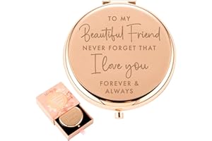 HENDSON Best Friend Birthday Gifts for Friend | Sentimental Friend Gift Ideas for Women | Friendship Gifts for BFF, Bestfriend, Besties, Long Distance, Christmas | I Love You Friend | Rose Gold Compact Mirror