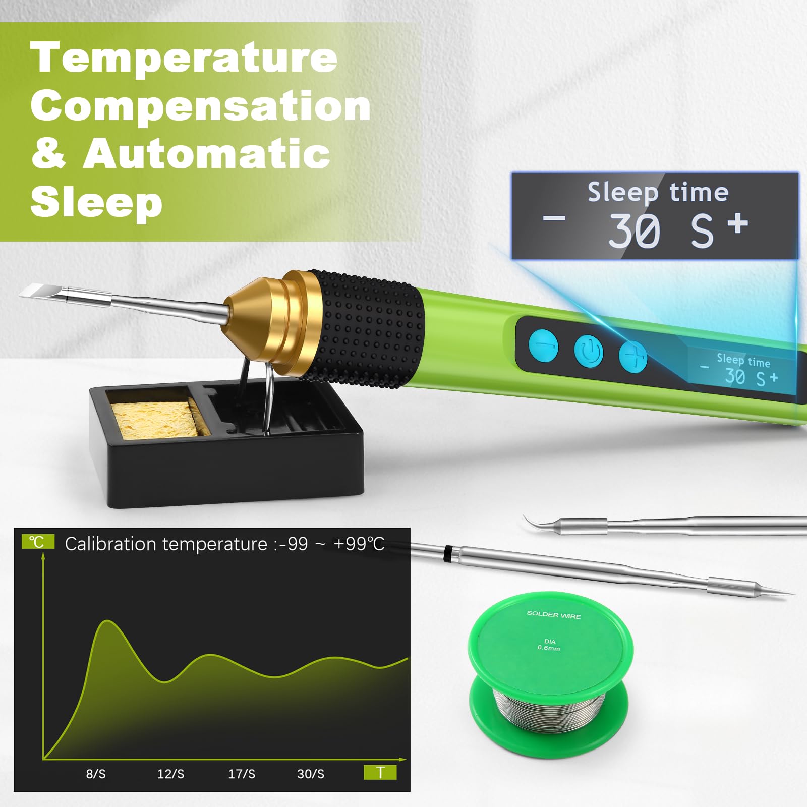Smart Soldering Iron Kit – Fast Heating 356-896°F, Adjustable Temp, OLED Display, 210 Series Tips, USB Powered, For Electronics & Jewelry