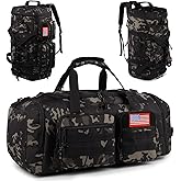 Tactical Gym Bag for Men,50L Large 3 in 1 Sports Duffle Bag with Shoes Compartment for Travel,Water Resistant Travel Backpack Weekender Overnight Bag with Wet Pocket for Women