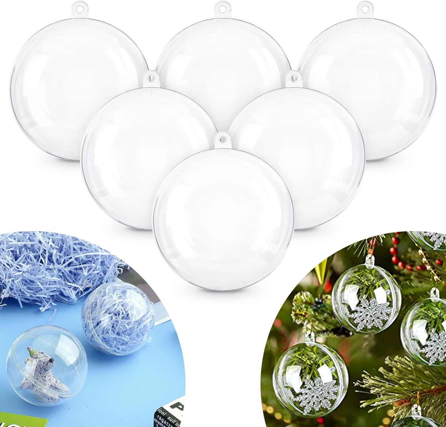 Ornaments - 20pcs 3.14''/80mm Christmas Balls Clear Plastic Fillable Baubles Ball for Christmas Tree Ornaments Hanging Pendants Wedding Party Christmas Decorations Navidad.
