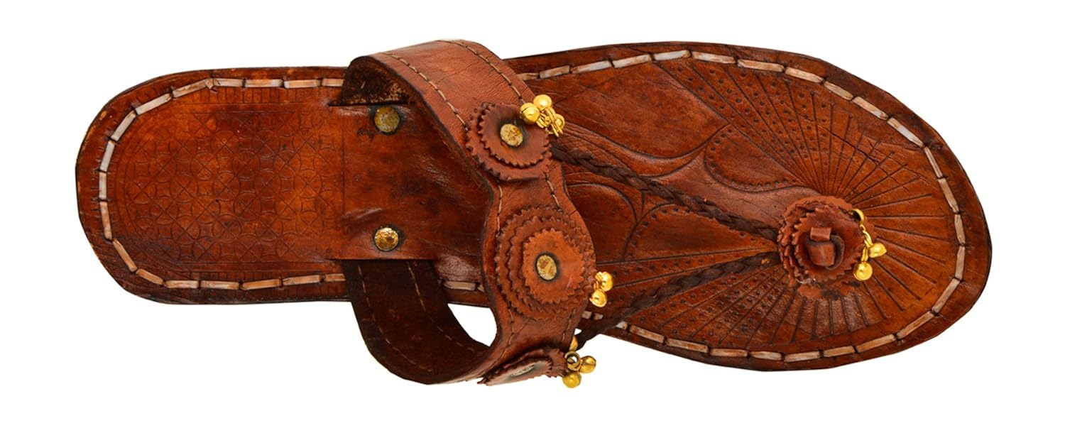ampereus women's brown leather kolhapuri