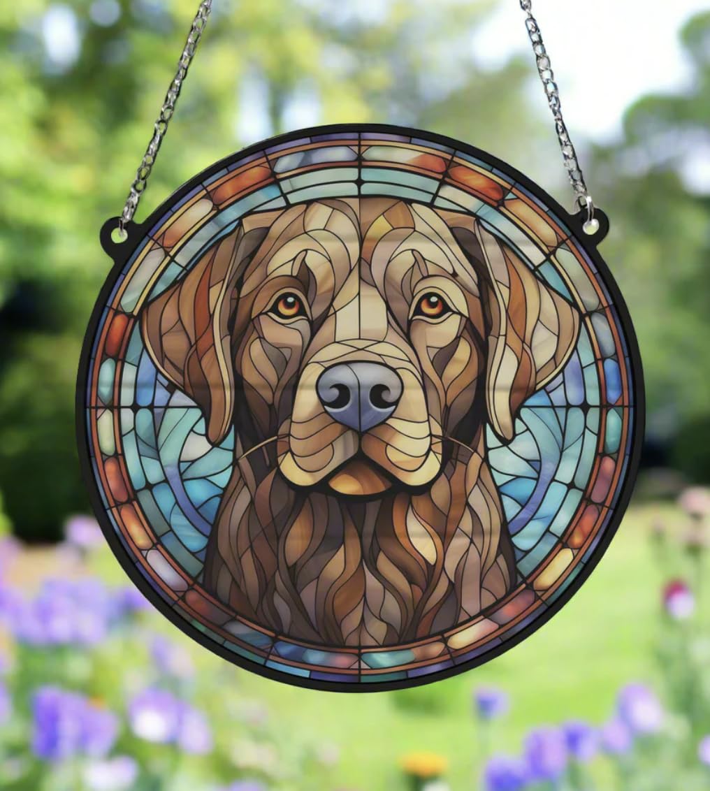 Labrador Chocolate Stained Glass Effect Suncatcher - Garden Gift - Dog Gift - Pet Memorial (13cm)