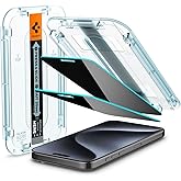 Spigen Tempered Glass Screen Protector [GlasTR EZ FIT - Privacy] Designed for iPhone 15 Pro [Case Friendly] - 2 Pack