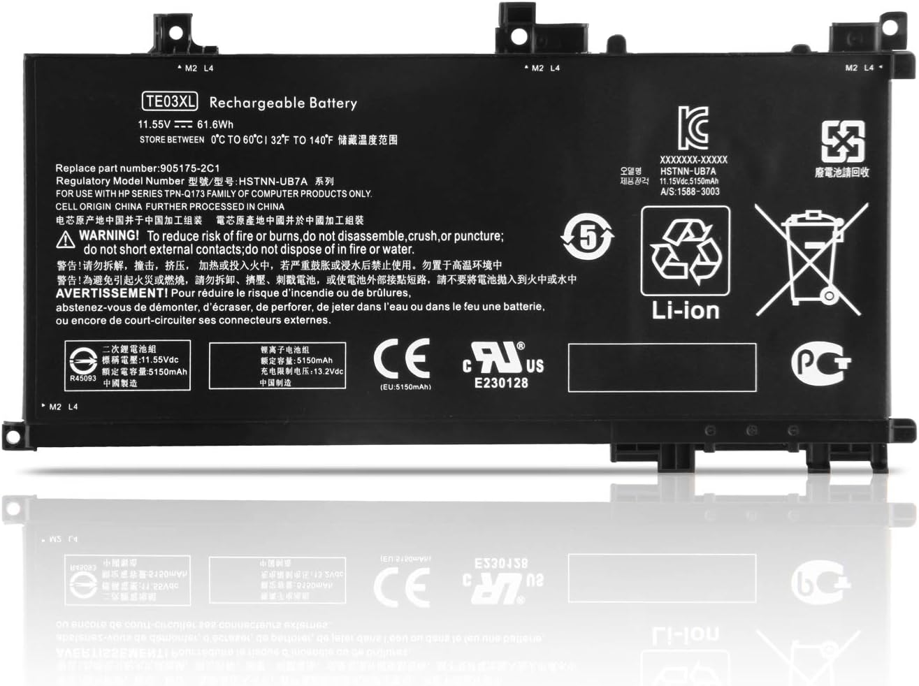 K KYUER TE03XL Laptop Battery for HP Omen 15-AX000 Pavilion 15-BC000 15-BC300 15-BC400 15-bc403sa 15-bc350sa 15-bc400na 15-bc006na 15-ax009na 15-bc400na 15-ax000na 15-ax002na ax003na ax004na ax009na