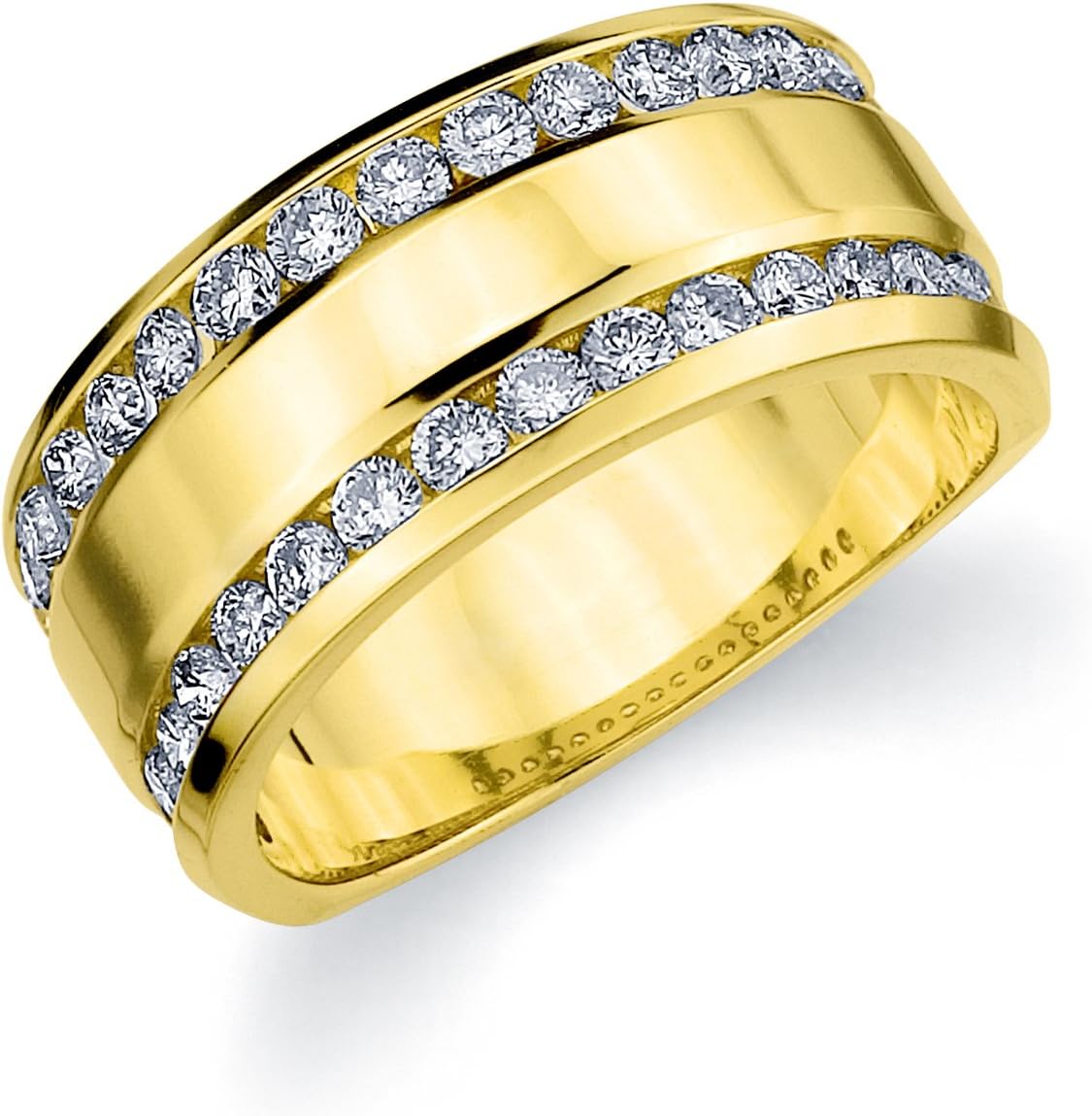 1CT Genuine 2 Row Diamond Ring for Women, Two Row Diamond Wedding Band in 10K Gold