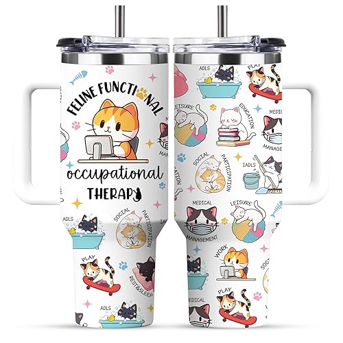 Cat Lover Gifts For Women, 30 Oz Cat Mom Tumbler Cup Water Bottle, Birthday Christmas Graduation Gifts For Women Mom Sister Best Friends, Travel Coffee Insulated Cup