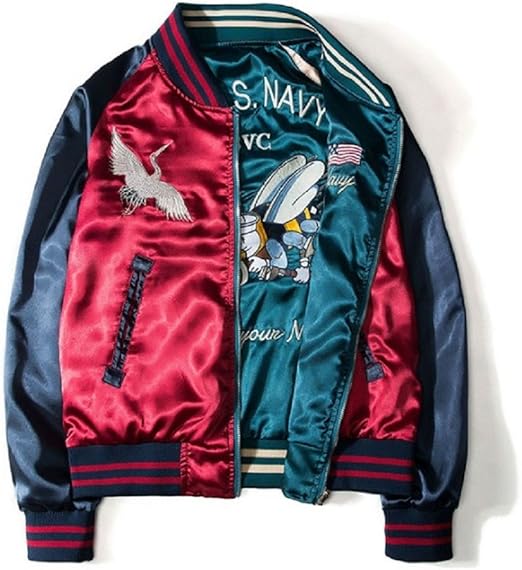 Amazon Co Jp レディース スカジャン リバーシブル ジャンパー ジャケット 赤 緑 S M L Xl L 家電 カメラ