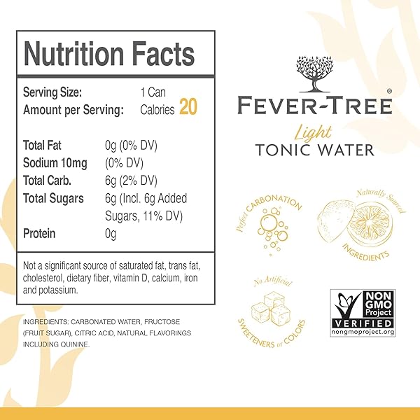 FEVER-TREE NATURALLY LIGHT TONIC WATER, 5.07 FL OZ (PACK OF 8)