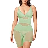 KUMAYES Shapewear Bodysuit for Women - Tummy Control Butt Lifter Fajas Body Shaper V-Neck Body Suits with Built in Bra
