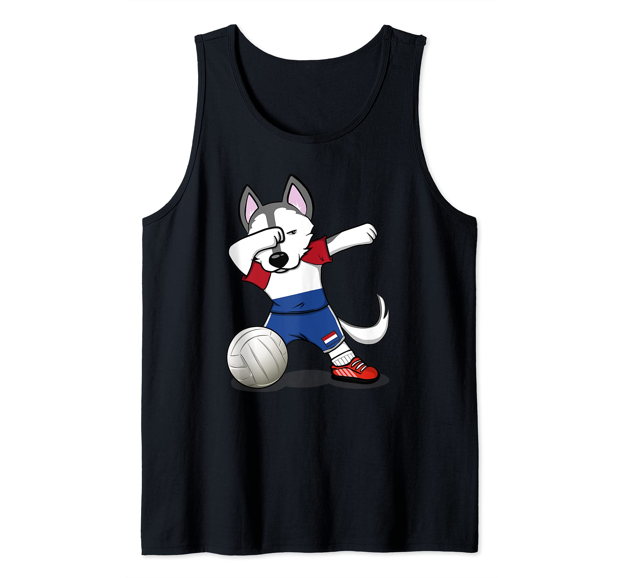 Dabbing Husky Netherlands Volleyball Fans Jersey Dutch Flag Tank Top