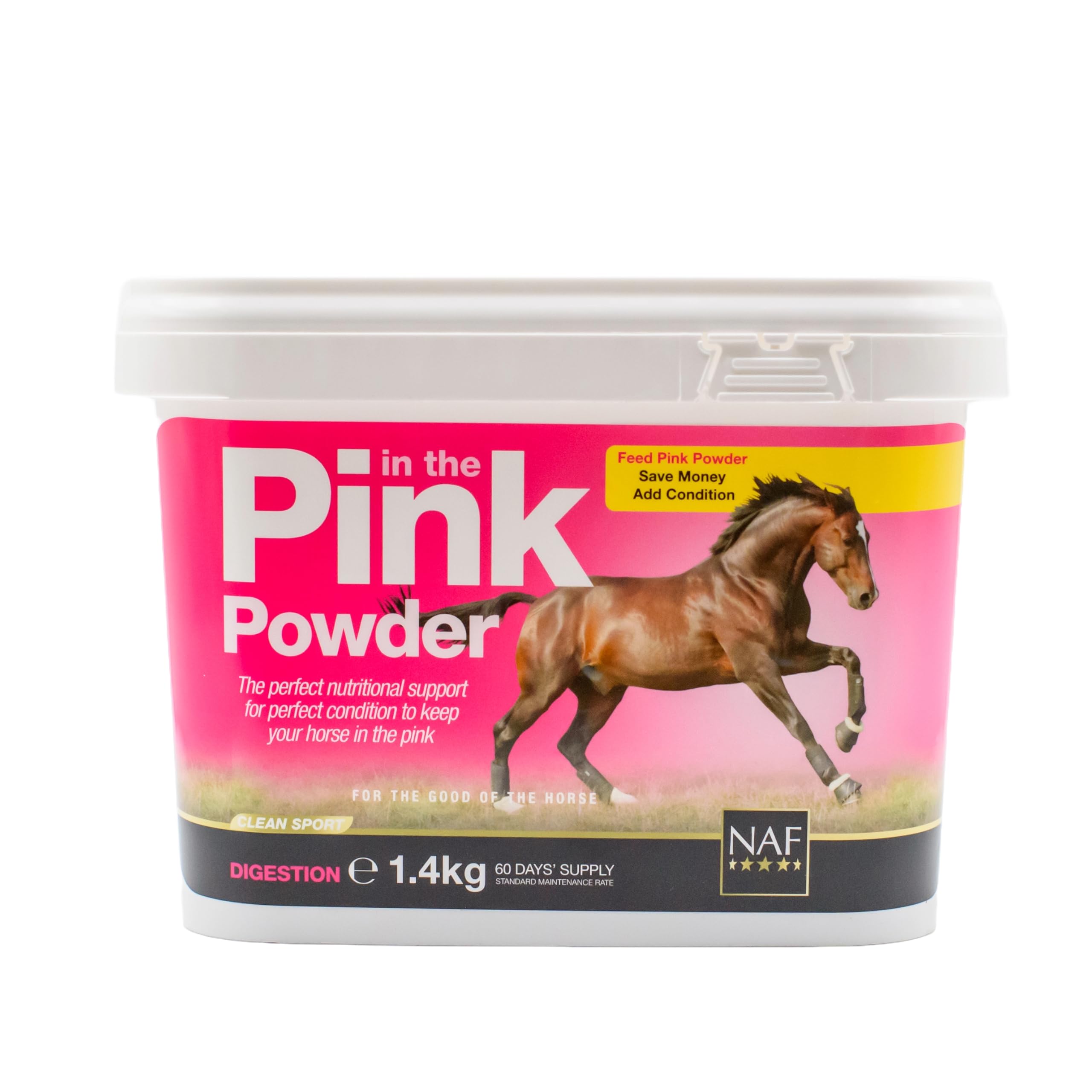 NAF Pink Powder 1.4kg – Nutritional Support for Horses – Prebiotic and Probiotic Supplement with Vitamins and Minerals – Promotes Digestive Health, Condition and Vitality