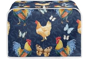 Biyejit Butterfly Chicken Rooster Toaster Cover 2 Slice,Small Appliance Toasters Dust Cover Fingerprint Protection