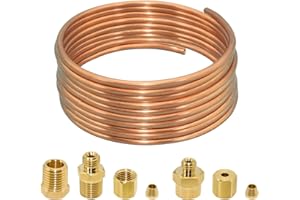 Ebrmeiwo 72'' Oil Pressure Gauge Tubing Kit, Set of Copper Tube and Threaded Parts, Universal Fit